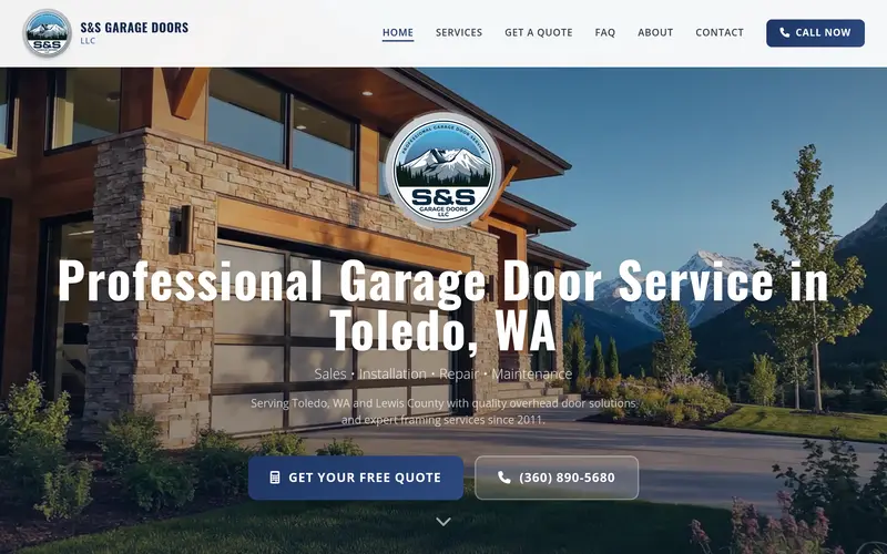 Screenshot of Sands Garage Door website